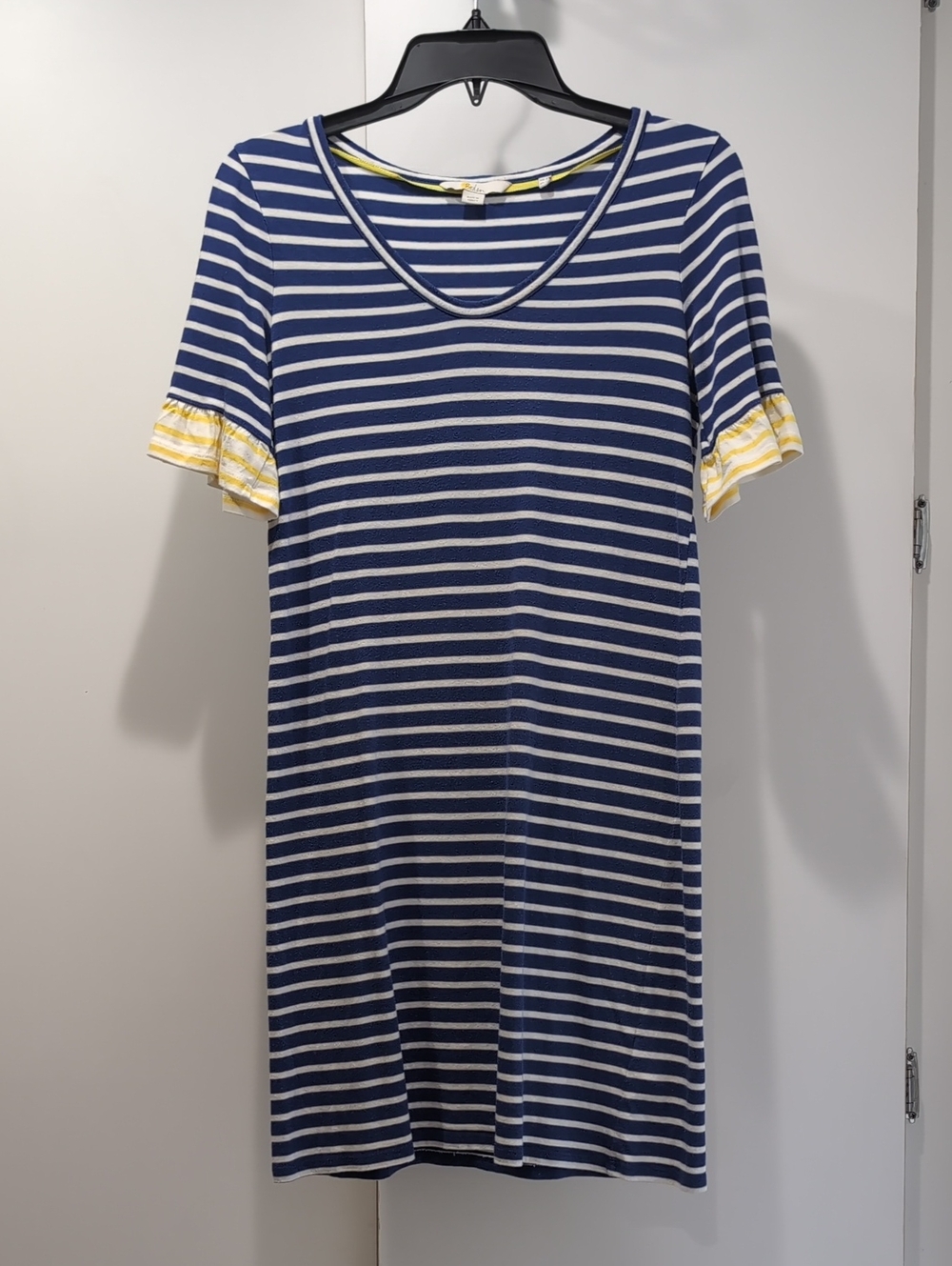 GUC Boden Navy and White Striped Dress with Yellow Trim - Size 4